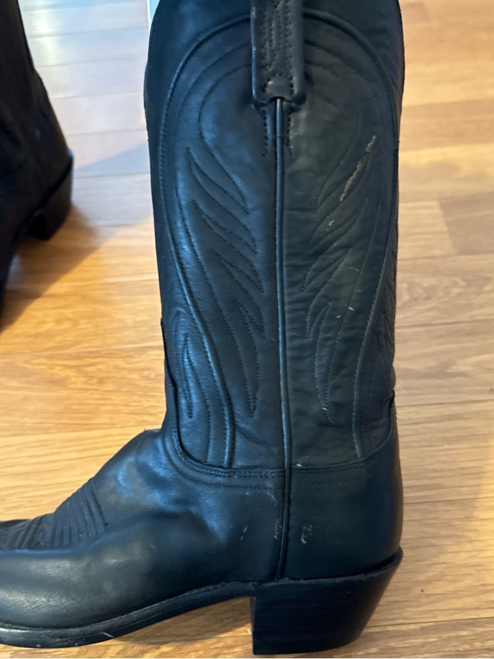 Lucchese Black Leather Boot Sole with Embossed Logo